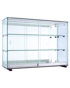 Normandie, bordvitrine, bred, med herdet glass, inkl. 2 hyller, skyvedører, speilbakside, 78 x 25 x 55 cm