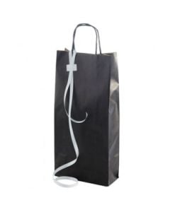 Gavepose til 2 flasker vin. 18 + 8 x H 39 cm - 50 stk. Sort