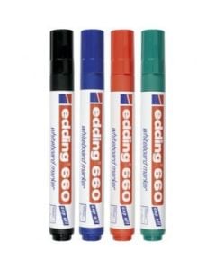 Tuschsæt - Whiteboard Marker. 1,5-3 mm. 4 stk. Farve: Blå, rød, grøn, sort